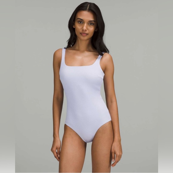 lululemon athletica Other - NWT Lululemon Waterside Square-Neck One-Piece Swimsuit Hyper Stripe Pastel Blue